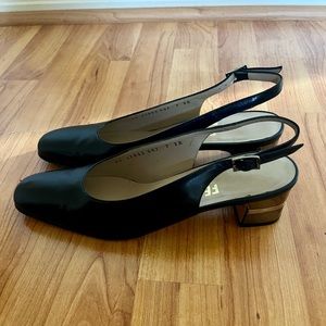Salvatore Ferragamo Slingback Square Toe Kitten Heels